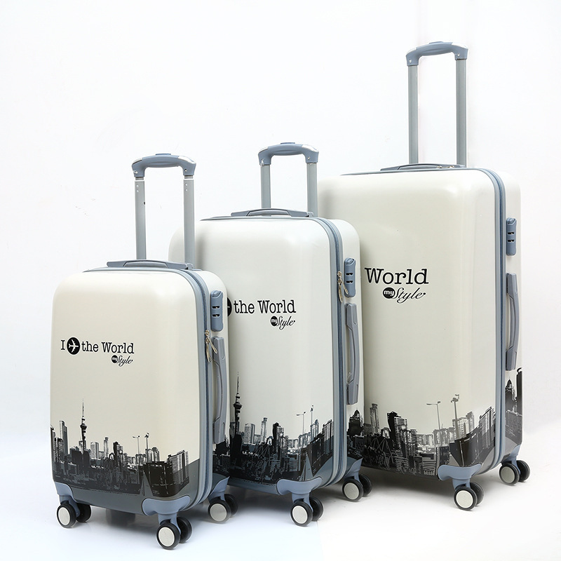 Custom print waterproof hard shell trolley case suitcase sets travelling bags carry-on luggage