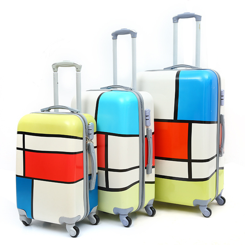 Custom print waterproof hard shell trolley case suitcase sets travelling bags carry-on luggage