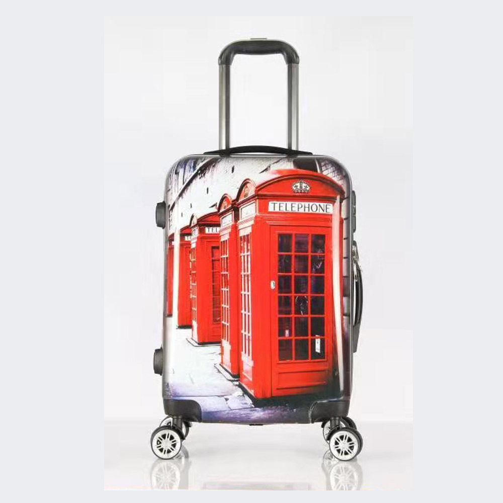 Custom print waterproof hard shell trolley case suitcase sets travelling bags carry-on luggage