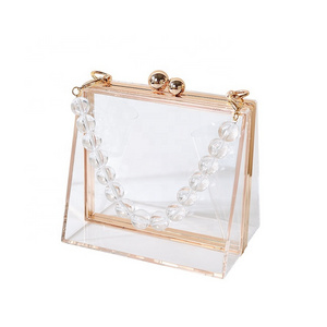 NEW Design Fashion Women's Acrylic Transparent handle chain Clutch bag Evening Bag for Gift