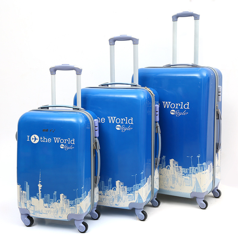 Custom print waterproof hard shell trolley case suitcase sets travelling bags carry-on luggage