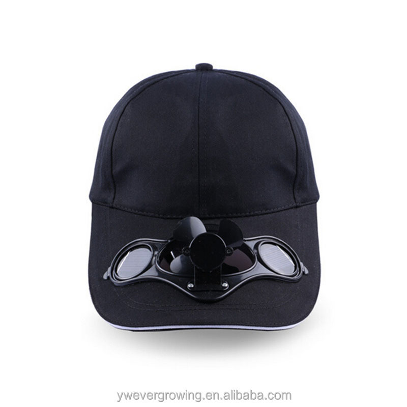 wholesale custom blank mens solar charger snapback hat solar powered fan cap hat with fan solar