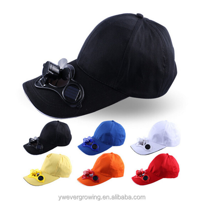 wholesale custom blank mens solar charger snapback hat solar powered fan cap hat with fan solar