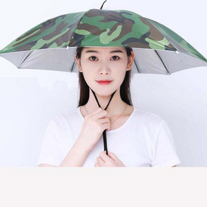 2022 Cheap sun folding logo printed Advertising Head hat shape umbrella, umbrella hat for sale