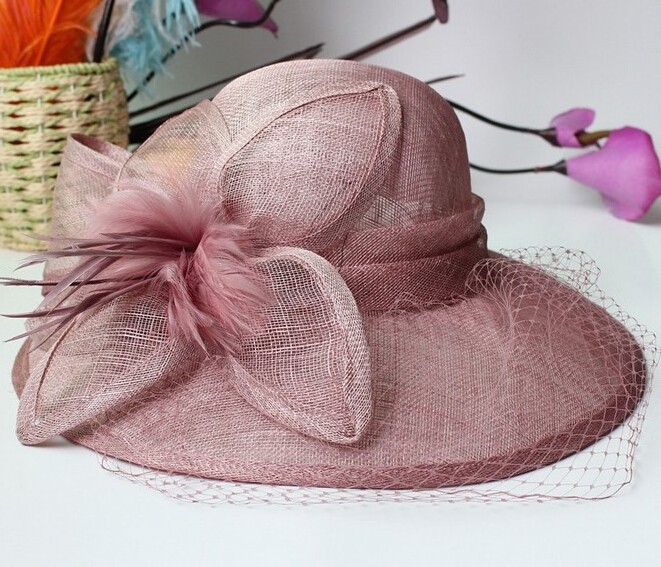 fashion wide brim wedding organza red church hats for ladies