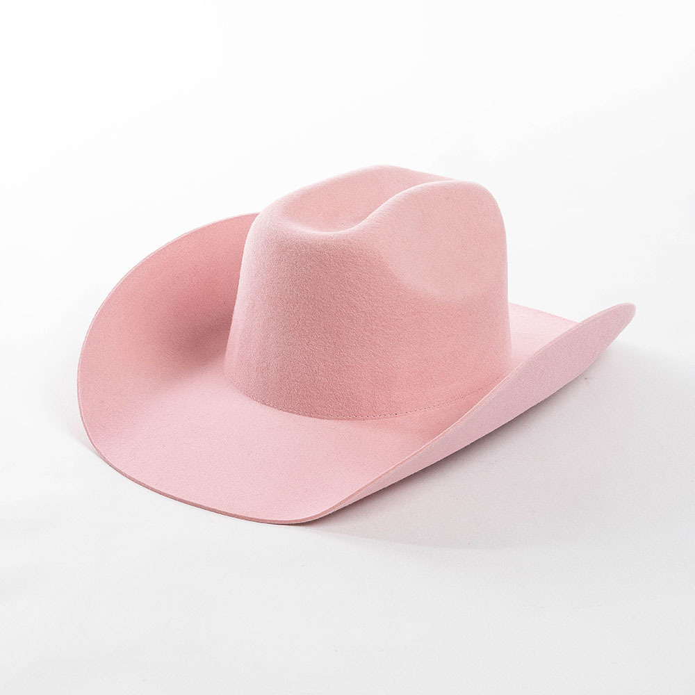 Fashion Dallas Plain Felt Pink Western Cowgirl Hat Wholesale 100% Wool Felt Cowboy Hat