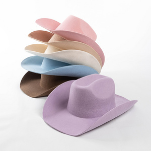 Fashion Dallas Plain Felt Pink Western Cowgirl Hat Wholesale 100% Wool Felt Cowboy Hat