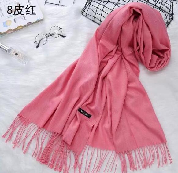 Fashion Ladies Pure Color OEM 70*190 Luxury Hijab Shawl Winter Pashmina Scarf With Tassel