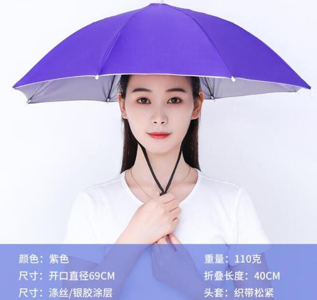 2022 Cheap sun folding logo printed Advertising Head hat shape umbrella, umbrella hat for sale