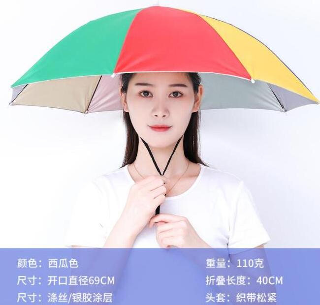 2022 Cheap sun folding logo printed Advertising Head hat shape umbrella, umbrella hat for sale