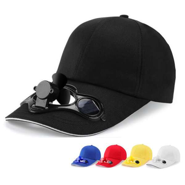 Multi Color Summer Golf baseball caps With Solar Fan long brim solar powered cooling fan hat