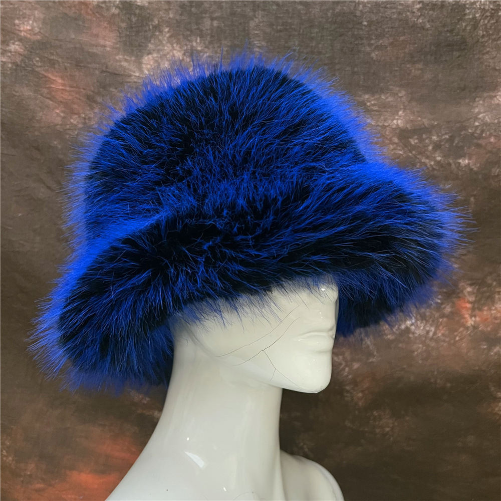 2023 Cross-border Hot Sale Colorful Fuzzy Fisherman's Hat Fur Casual Fashion Ladies Warm High Quality Bucket Hat