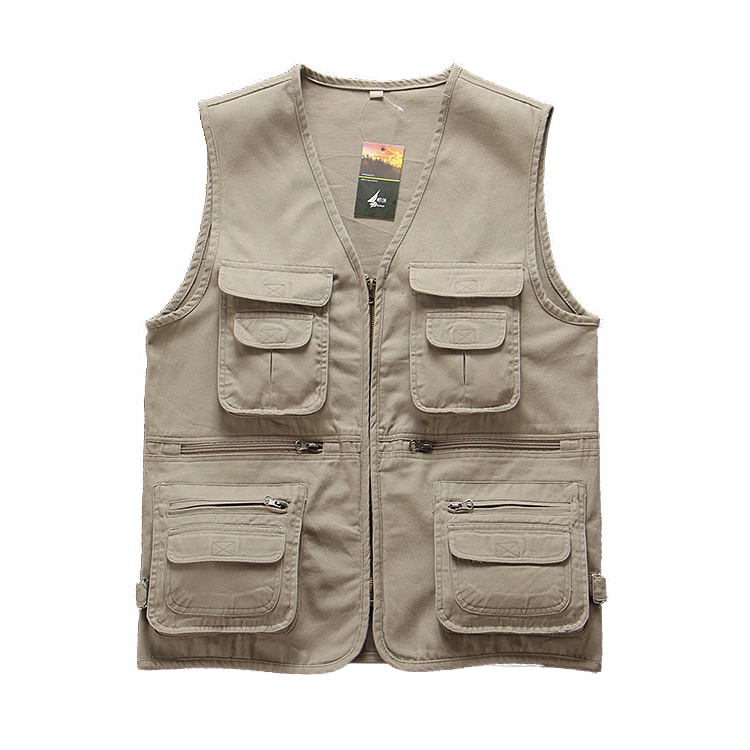 100%Cotton Men's multi pockets Cargo vest for climbing shooting photography Hooking fisherman Journalist Fishing Vest Waistcoat