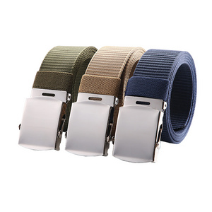 Men's Sport Belts Adjustable Fans Outdoor Tactical Belt Combat Silver color Metal Buckle Hunting Hiking Waist Fabric Belt