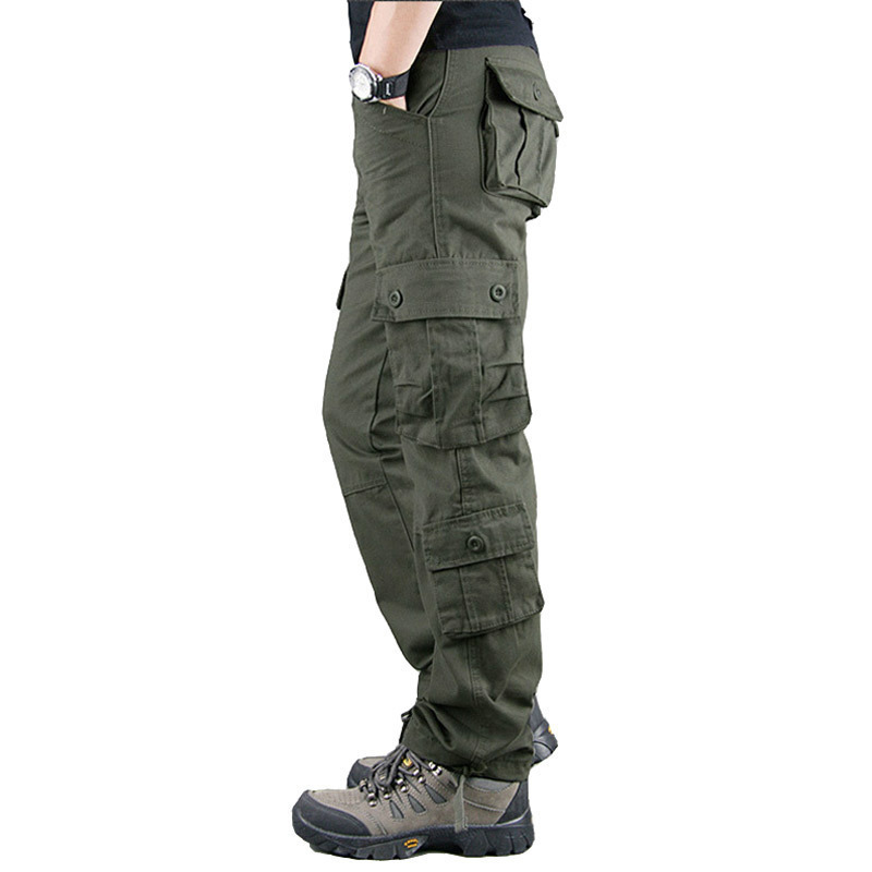 Men's Fans Cotton Canvas Outdoor Tactical Pants Combat Hiking Hunting Multi Pockets Worker Cargo Pant Trousers For Men