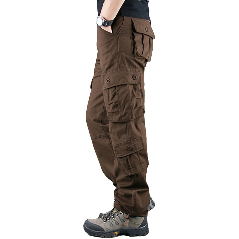 Men's Fans Cotton Canvas Outdoor Tactical Pants Combat Hiking Hunting Multi Pockets Worker Cargo Pant Trousers For Men