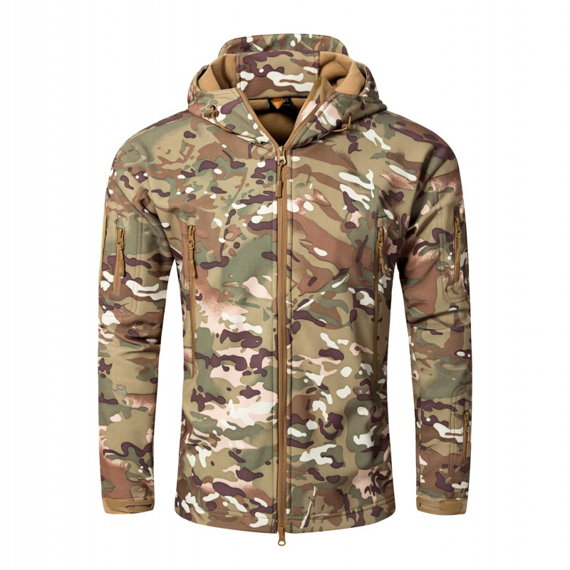 Men's Outdoor Tactical Combat Hoody Softshell Hoody Winter Waterproof Camouflage Coat Sport Uniform Jacket