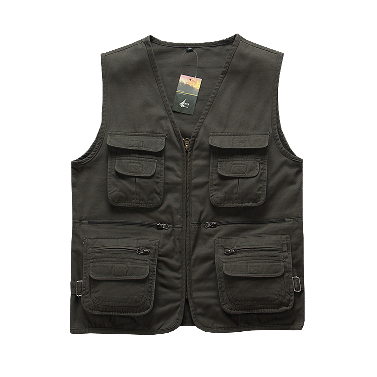 100%Cotton Men's multi pockets Cargo vest for climbing shooting photography Hooking fisherman Journalist Fishing Vest Waistcoat