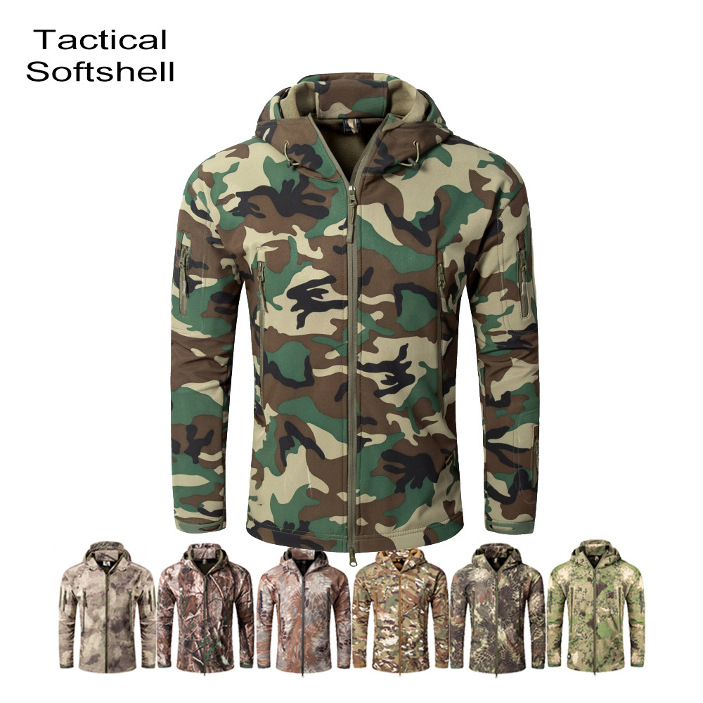 Men's Outdoor Tactical Combat Hoody Softshell Hoody Winter Waterproof Camouflage Coat Sport Uniform Jacket