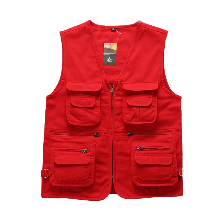 100%Cotton Men's multi pockets Cargo vest for climbing shooting photography Hooking fisherman Journalist Fishing Vest Waistcoat