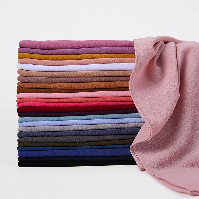 2021 Muslim Wholesale Best Selling Prayer Plain Color Bubble Big Size 200cm Crepe Chiffon Voile Women Hijab Scarf Shawl