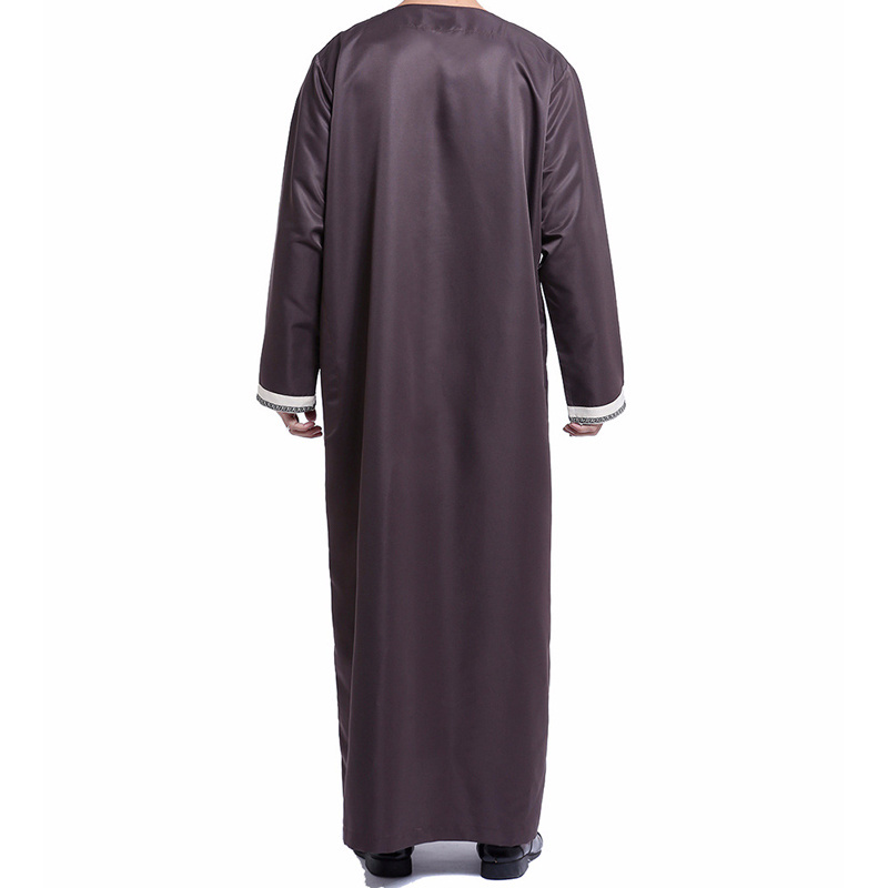 Muslim Arab Men Thobe Caftan Islamic Clothing Man Dress Robe Long Sleeve Muslim Clothing Qatar Dubai Abaya