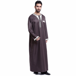 Muslim Arab Men Thobe Caftan Islamic Clothing Man Dress Robe Long Sleeve Muslim Clothing Qatar Dubai Abaya