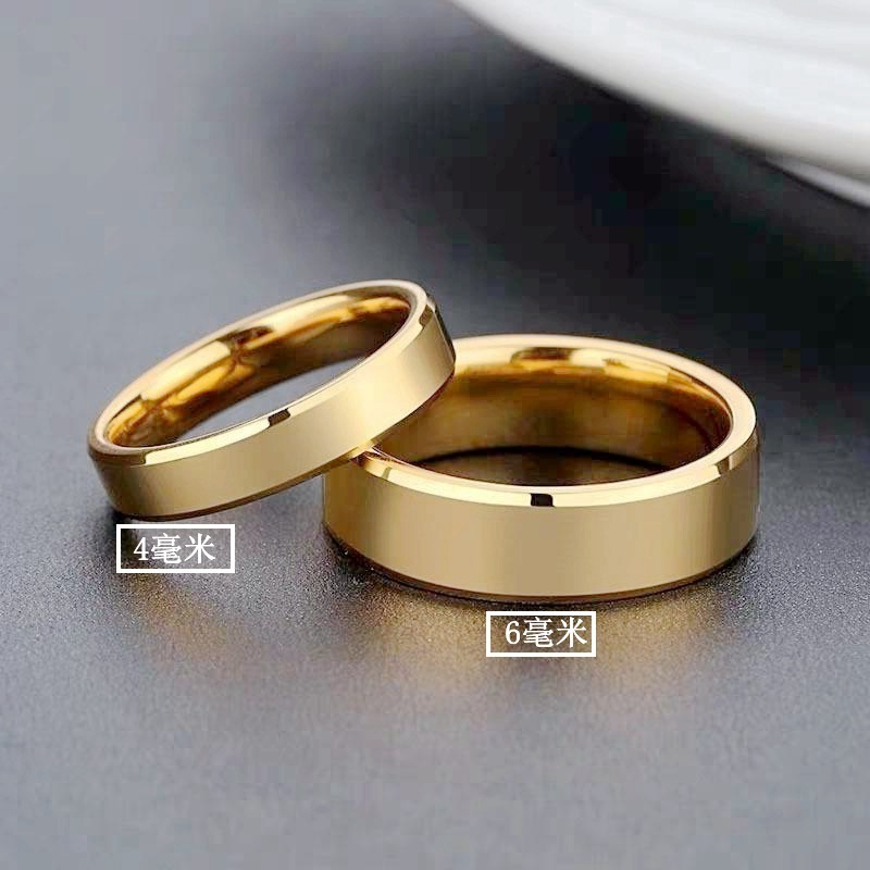 Provide Customize logo service gold Titanium steel couple ring Simple Engraved letter smooth blank stainless steel wedding ring