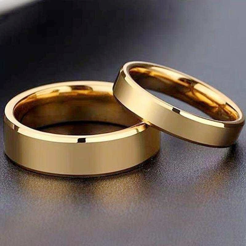 Provide Customize logo service gold Titanium steel couple ring Simple Engraved letter smooth blank stainless steel wedding ring