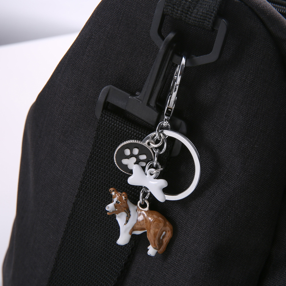 Unique Creative gift 3D pet dog keychain pendant corgi keyring Beagle dachshund dog key accessories