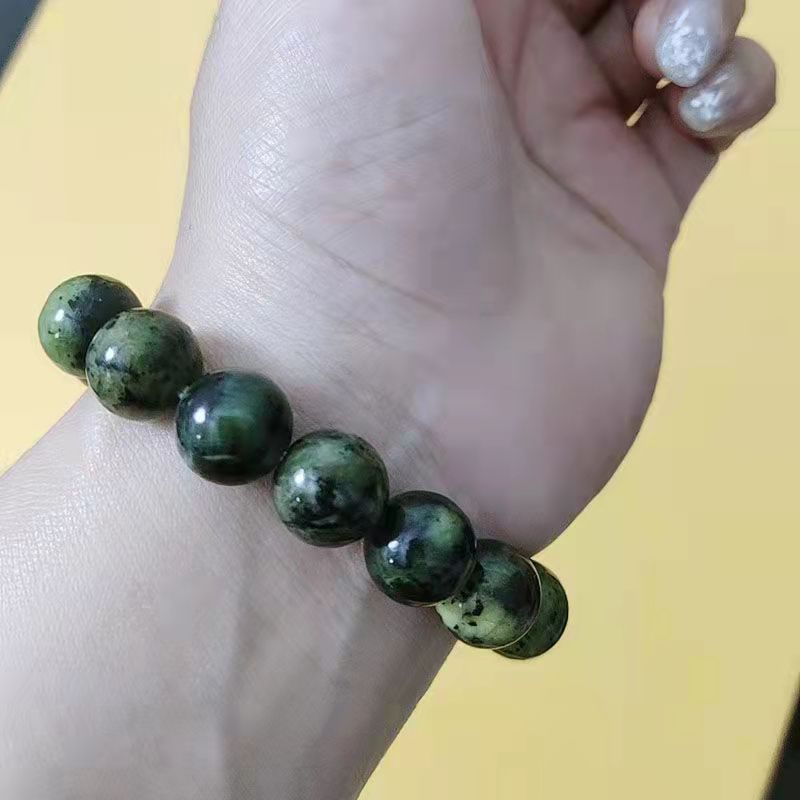 Natural Tibetan jade medicine King Stone Bracelet OLIVE GREEN meteorite dark green jade beaded bracelet