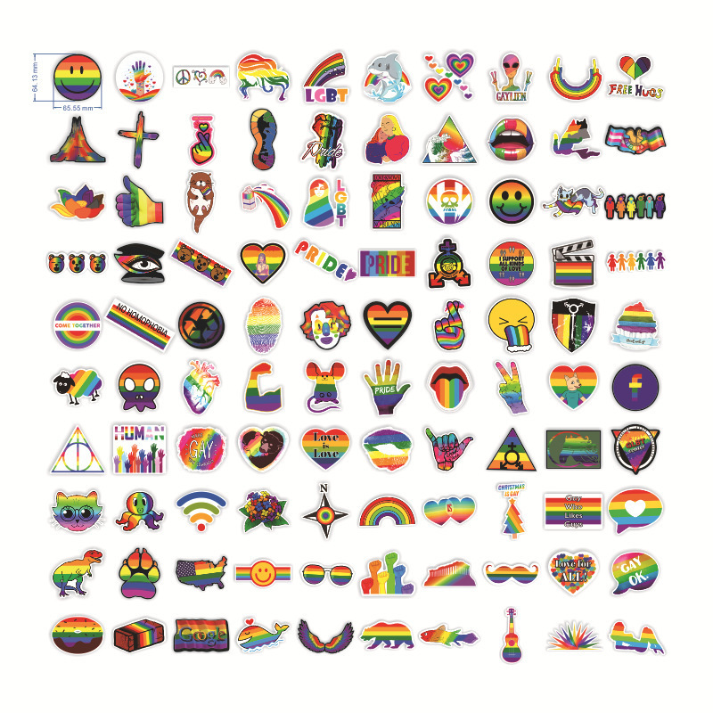 Rainbow gay pride 100 pieces LGBT stickers hot selling luggage mirror stickers locomotive large-size colorful stickers