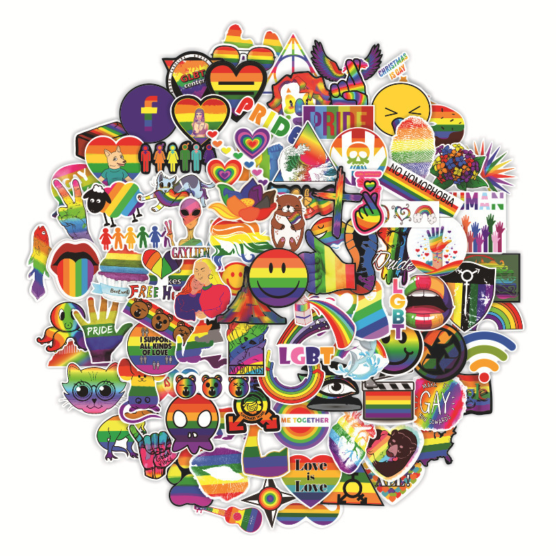 Rainbow gay pride 100 pieces LGBT stickers hot selling luggage mirror stickers locomotive large-size colorful stickers