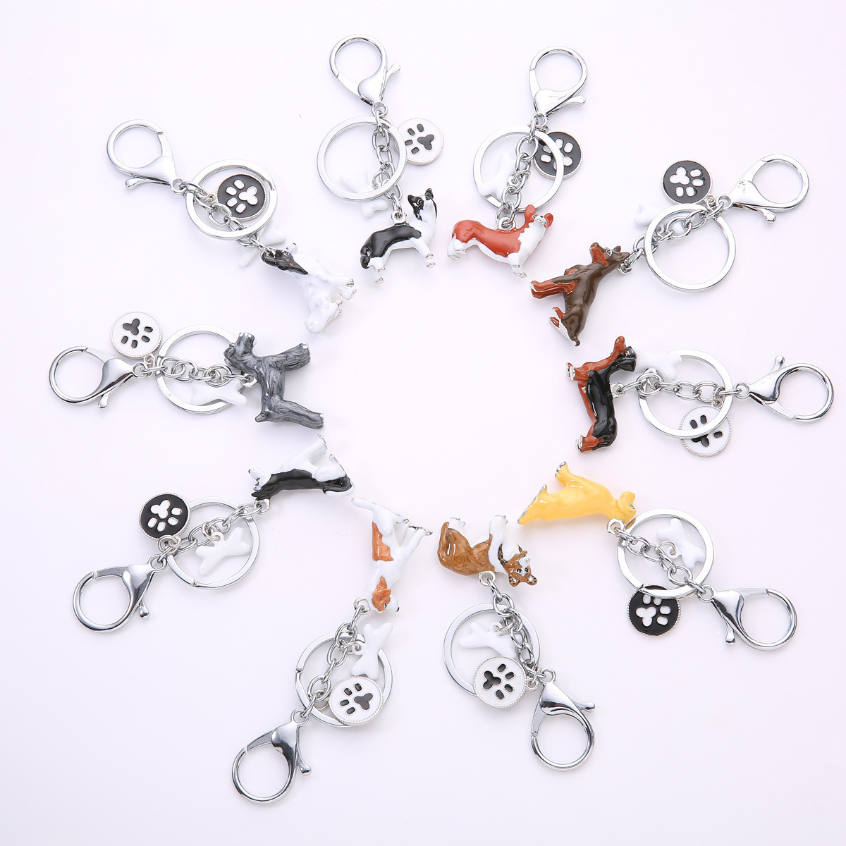 Unique Creative gift 3D pet dog keychain pendant corgi keyring Beagle dachshund dog key accessories