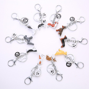 Unique Creative gift 3D pet dog keychain pendant corgi keyring Beagle dachshund dog key accessories