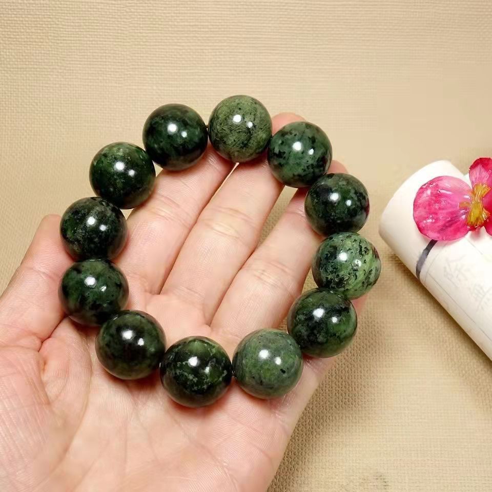 Natural Tibetan jade medicine King Stone Bracelet OLIVE GREEN meteorite dark green jade beaded bracelet