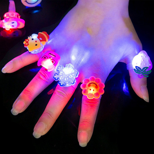 Christmas Party Toy Light Glowing Toys Luminous Glitter Light Up Ring Tpr Kids Led Light Up Finger Ring For Kids