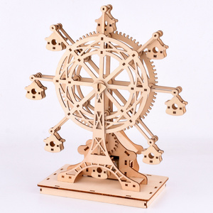 Hot Sale 3d Diy Jigsaw Puzzle Building Creative Shape Ferris Wheel Technology Homemade Diy Children Educational Toys Wooden