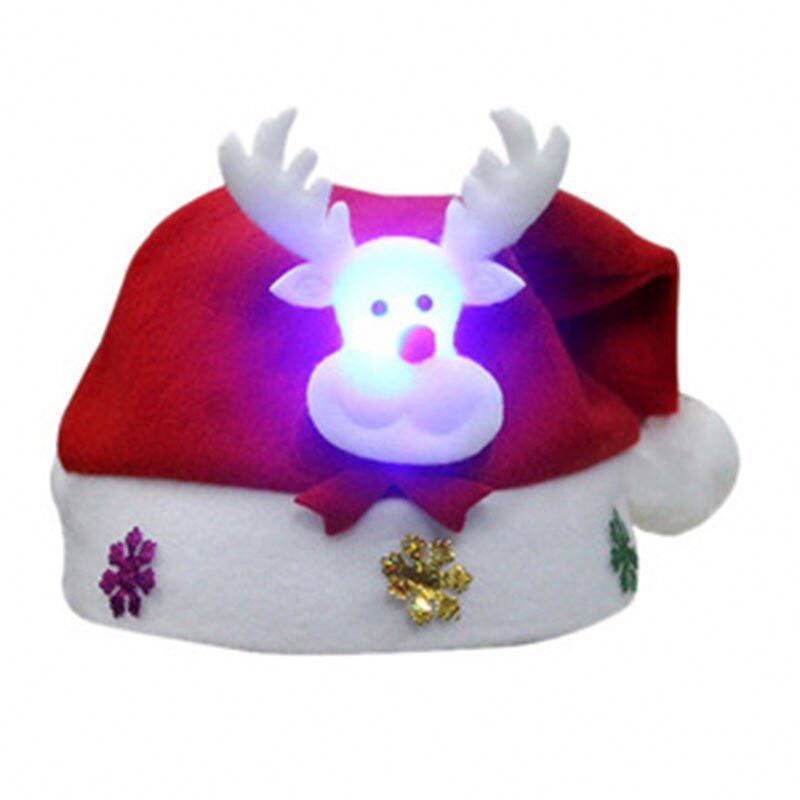 Hot LED Christmas Hats Light Up Santa Claus Snowman Elk Xmas For Children Adult Gift Decoration Photography Accessories