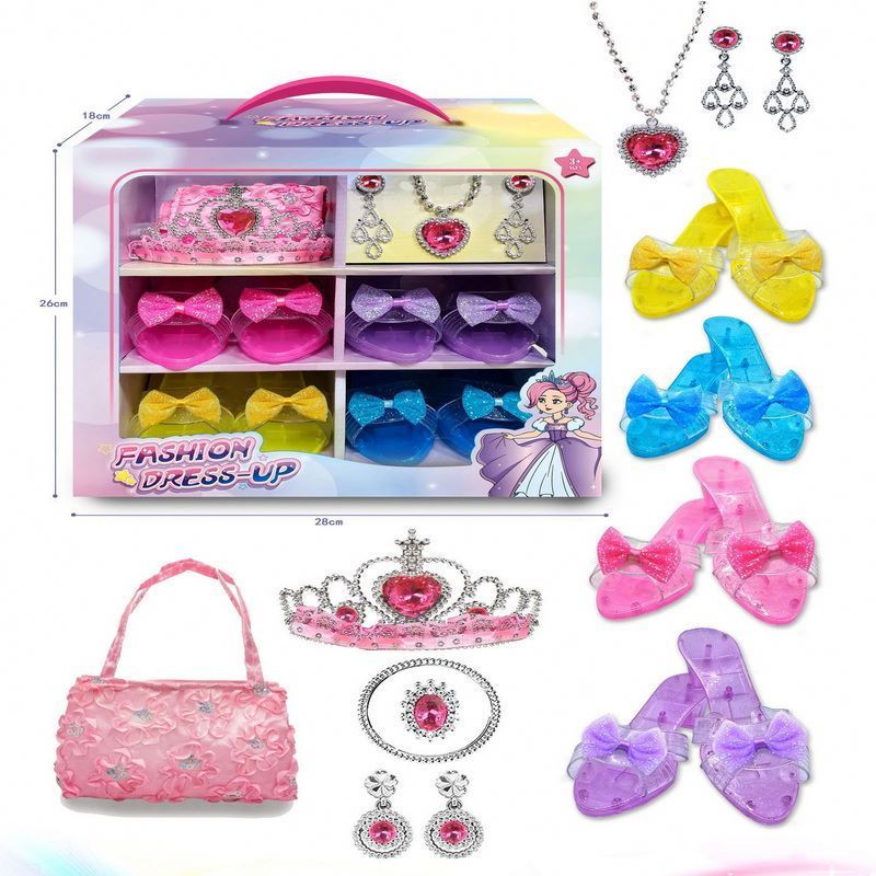 Children cosmetic for kids beauty set pretend play make up toys crown necklace wearable princess shoes girls jewelry beauty set