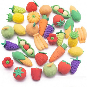 New Colorful Mini Fruits Vegetables Tiny Foods Miniature Pencil Erasers for Children Party Favors, School Supplies