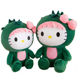 New Green Dinosaur Drag KT Hallo Kitty Kulomi Large Size Girls Cute Plush  Kids Doll Super Soft Toy for Kids