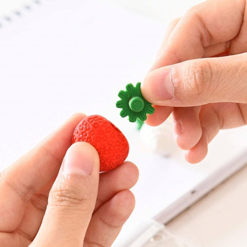 New Colorful Mini Fruits Vegetables Tiny Foods Miniature Pencil Erasers for Children Party Favors, School Supplies