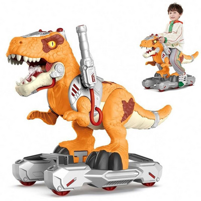 Electric Animal Spraying Smoke Dinosaur Roaring Sound Kids Big Size Sliding Ride On Dinosaur Scooter with Music and Light