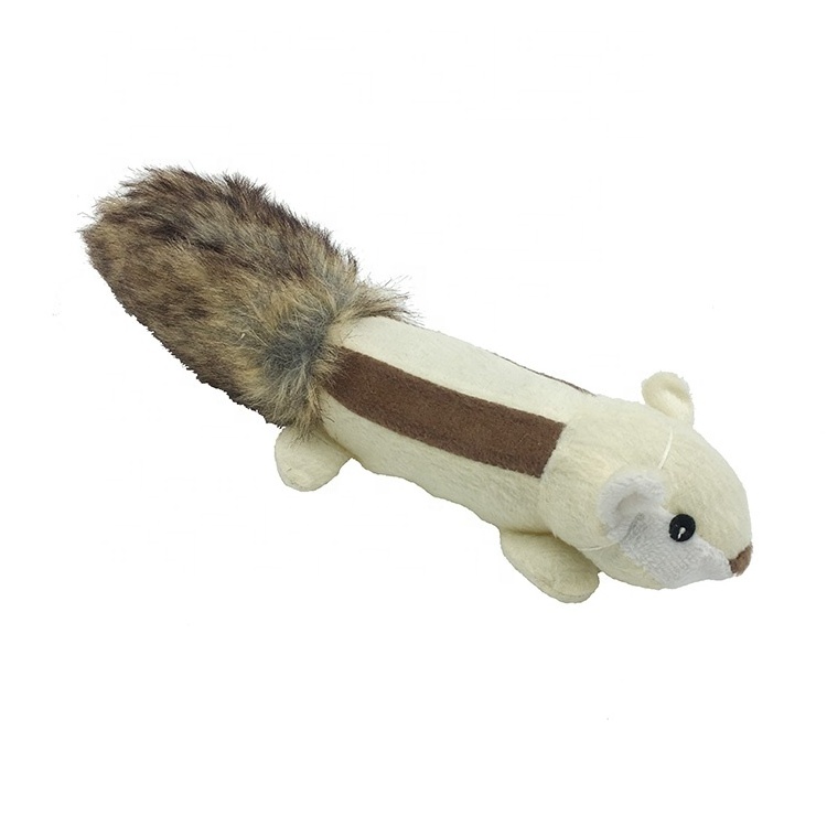 Mischievous Little Squirrel Shaped Plush Dog Toy Stuffed Squeaky Dog Chew Toy