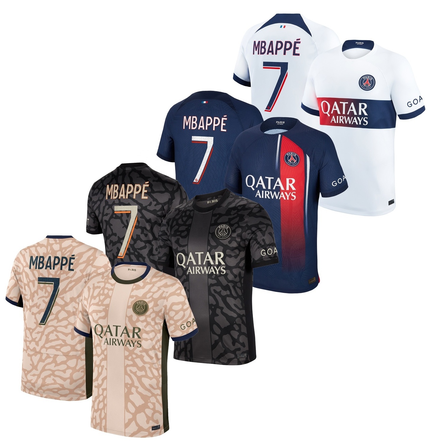 2023/2024 Kylian Mbappe #7 Paris Saint-Germain Soccer Jerseys Home Football Away Shirts Custom Third Fourth Uniform Suit #10