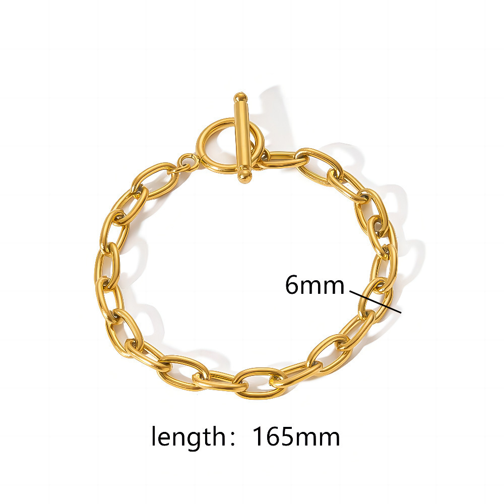 Minimalist 18K Gold Plated  Stainless Steel  Waterproof Jewelry Chain Bracelet For Women