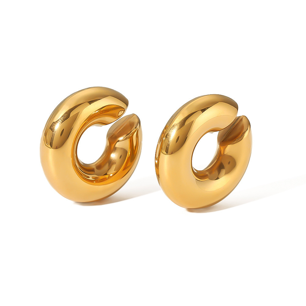 2023 New Arrival Gold Plated Stainless Steel Hoop Earrings Women Fashion Jewelry Ear Cuff Without Piercing