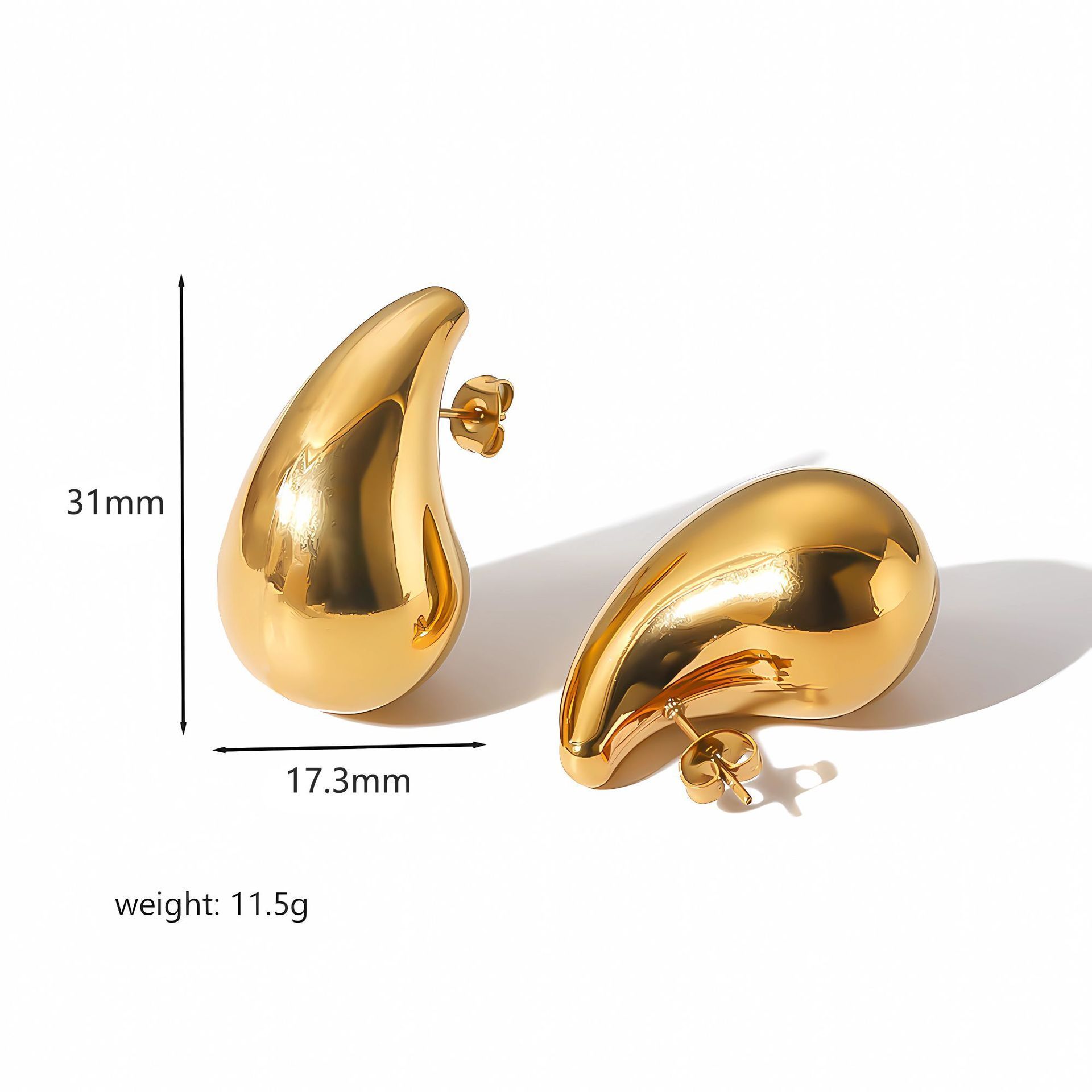 Stainless Steel Wholesale Gold Plated Tear Drop Designer Luxury Fashion Jewelry Teardrop Hoops bottega Earrings Women