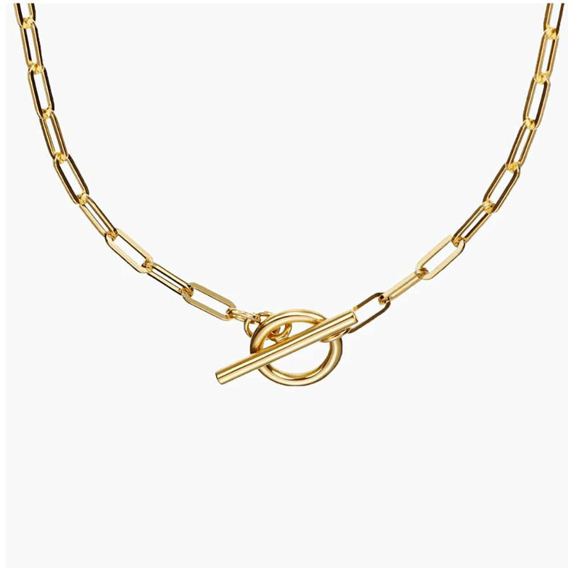 Simple Custom 18K Gold Plated Stainless Steel Chain Necklaces For Women